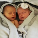 newborn tubal reversal twins in blanket