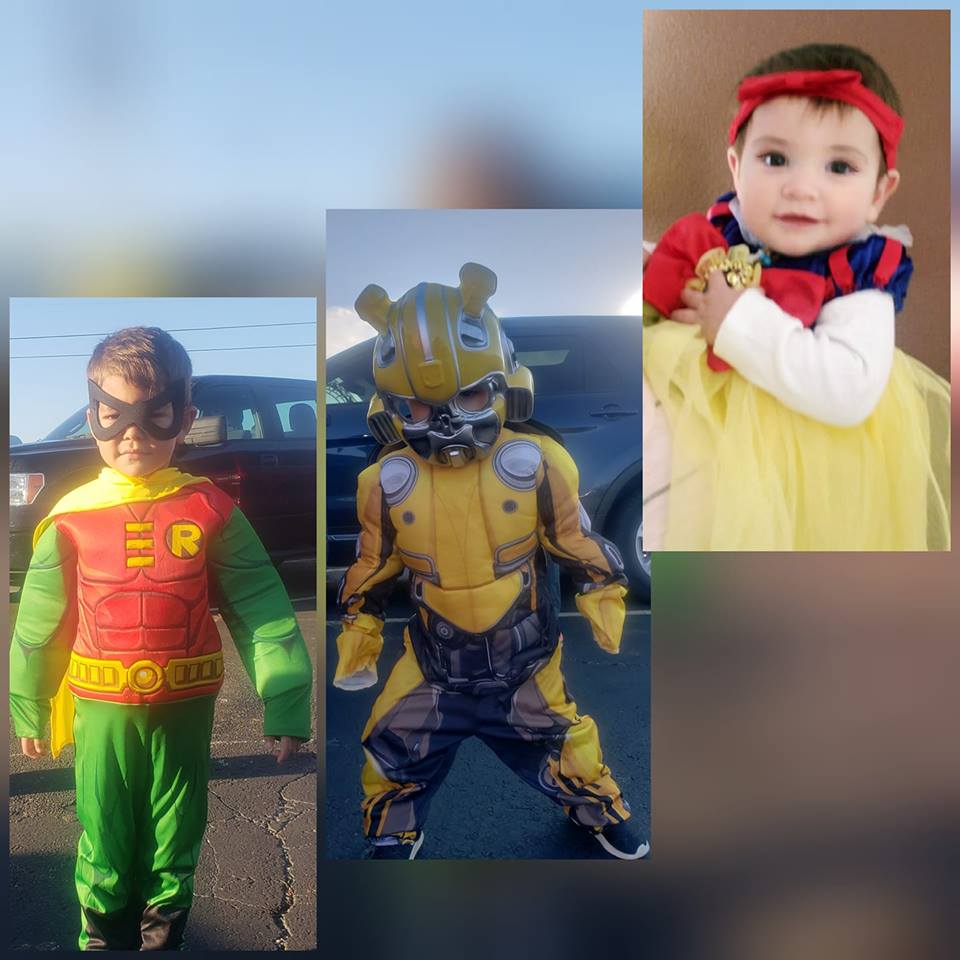 naomi clay's 3 tubal reversal babies dressed in their halloween costumes