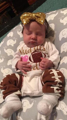connie hyles shared a picture of her tubal reversal baby in a football outfit