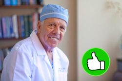 doctor rosenfeld with a thumbs up icon indicated a patient was very happy with her free tubal reversal consultation
