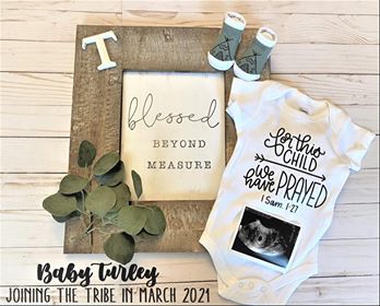 pregnancy announcement for baby turley due march 2021 after mom had a microtubal reversal in july 2017