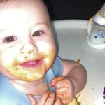 amanda c's nne month old tubal reversal baby boy making a mess eating